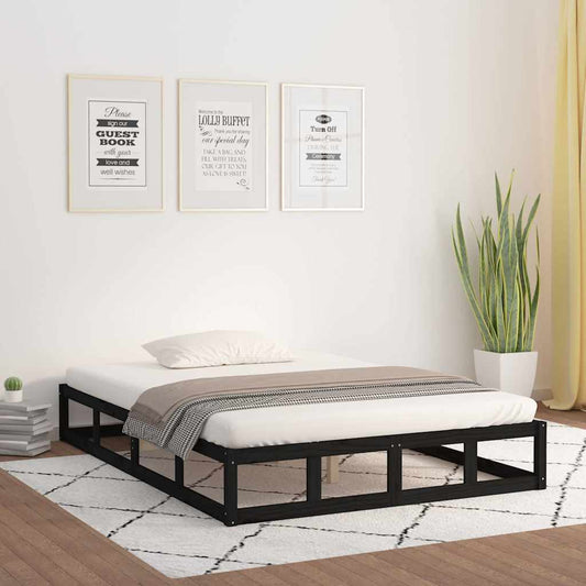 Bed Frame without Mattress Black 180x200 cm Super King  Solid Wood