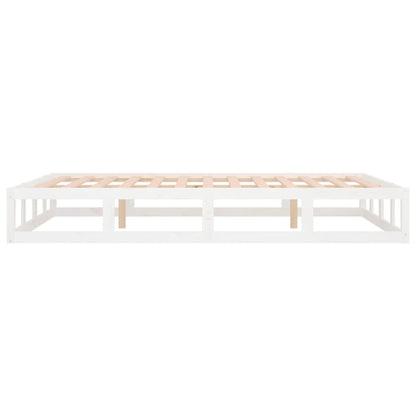 Bed Frame without Mattress White 200x200 cm Solid Wood
