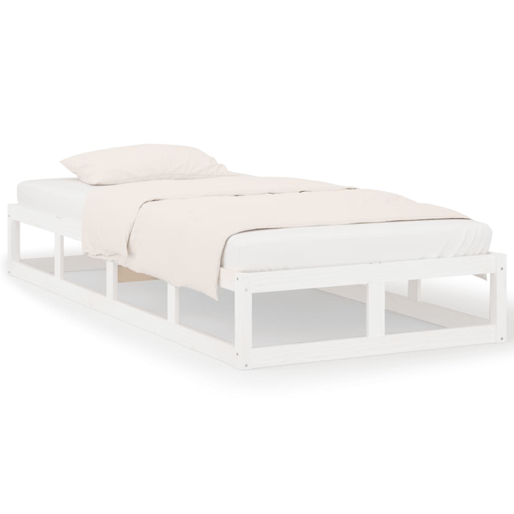 Bed Frame | White | Solid pine wood, Plywood | 75x190 cm Small Single