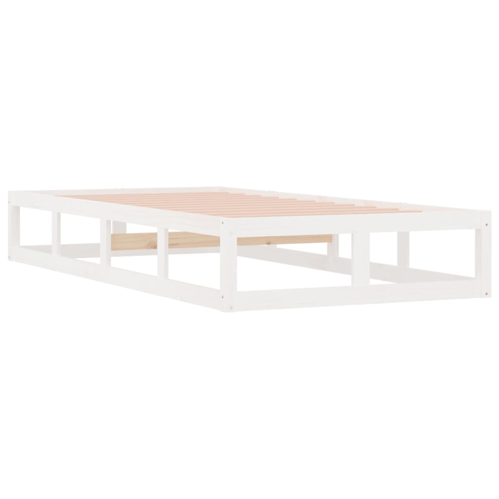 Bed Frame | White | Solid pine wood, Plywood | 75x190 cm Small Single