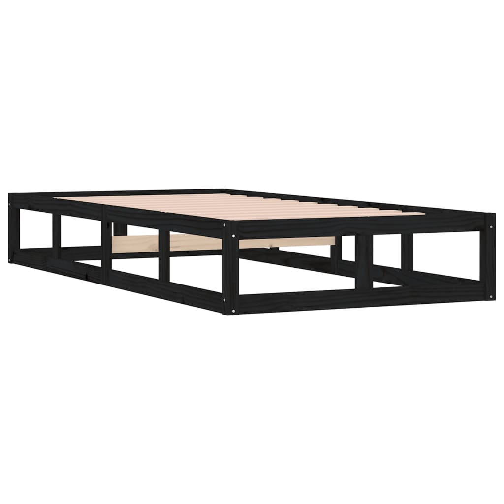 Bed Frame | Black | Solid pine wood, Plywood | Small Single | Sturdy