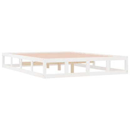 Bed Frame | White | Solid pine wood frame, plywood slats | Small Double