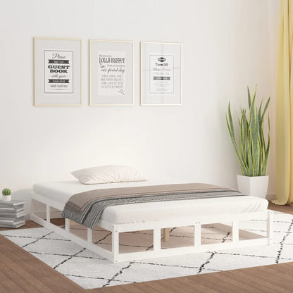 Bed Frame | White | Solid pine wood frame, plywood slats | Small Double