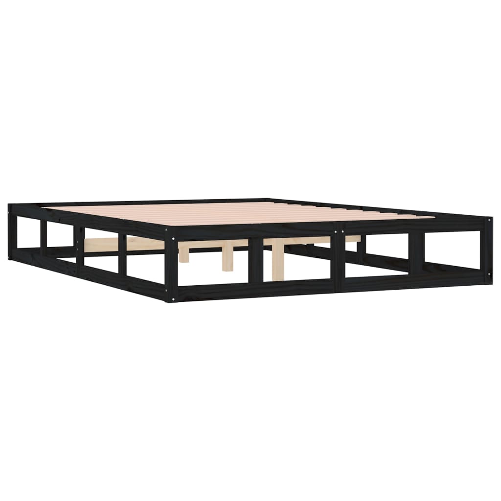 Bed Frame | Black | Solid pine wood, Plywood slats | Small Double