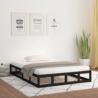 Bed Frame | Black | Solid pine wood, Plywood slats | Small Double