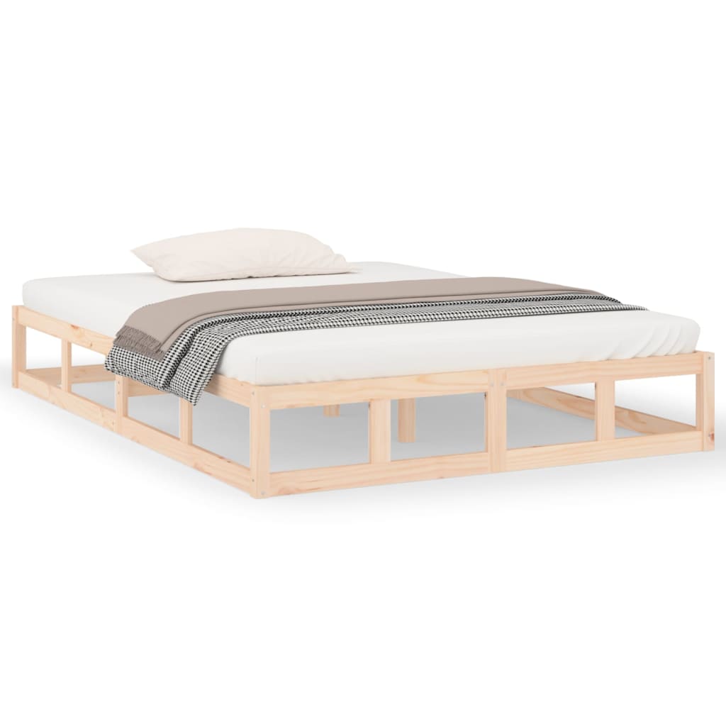 Bed Frame | Natural wood | Solid pinewood, Plywood slats | 135x190 cm