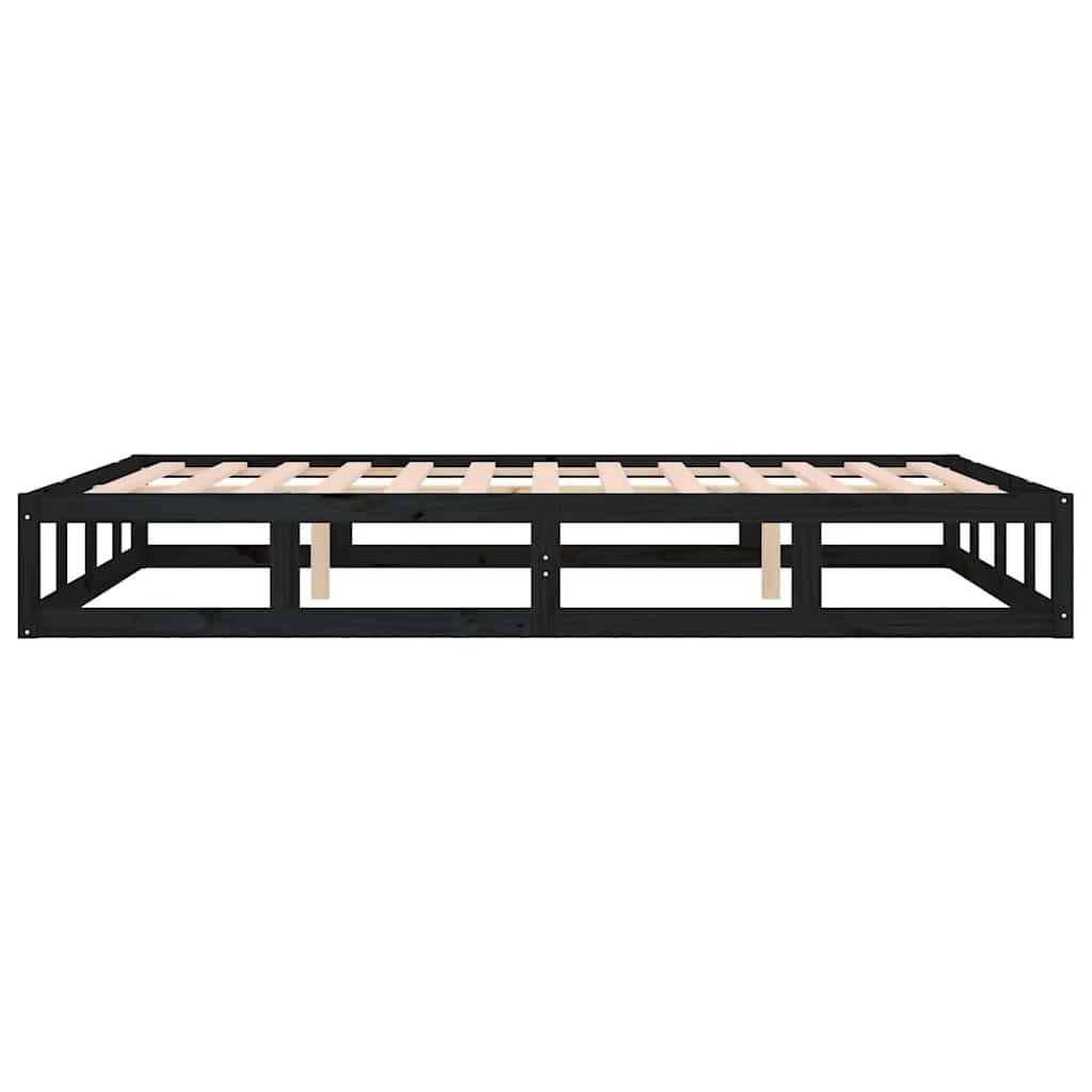 Bed Frame | Black | Solid pinewood, Plywood | 140x190 cm |  Durable