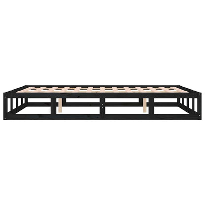 Bed Frame | Black | Solid pinewood, Plywood | 140x190 cm |  Durable