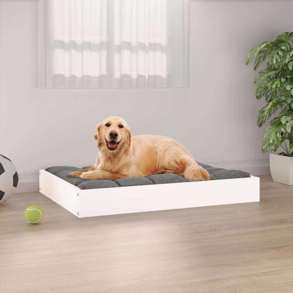 Dog Bed White 71,5x54x9 cm Solid Wood Pine