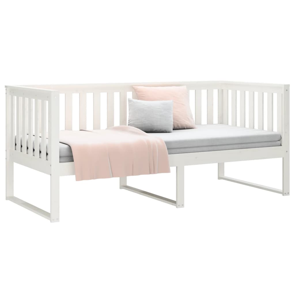 Day Bed without Mattress White 100x200 cm Solid Wood Pine