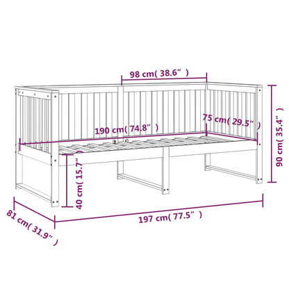 Day Bed without Mattress White 75x190 cm Small Single Solid Wood Pine
