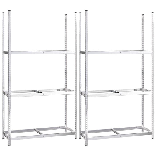 3-Layer Tire Racks 2 pcs Silver 110x40x200 cm Steel