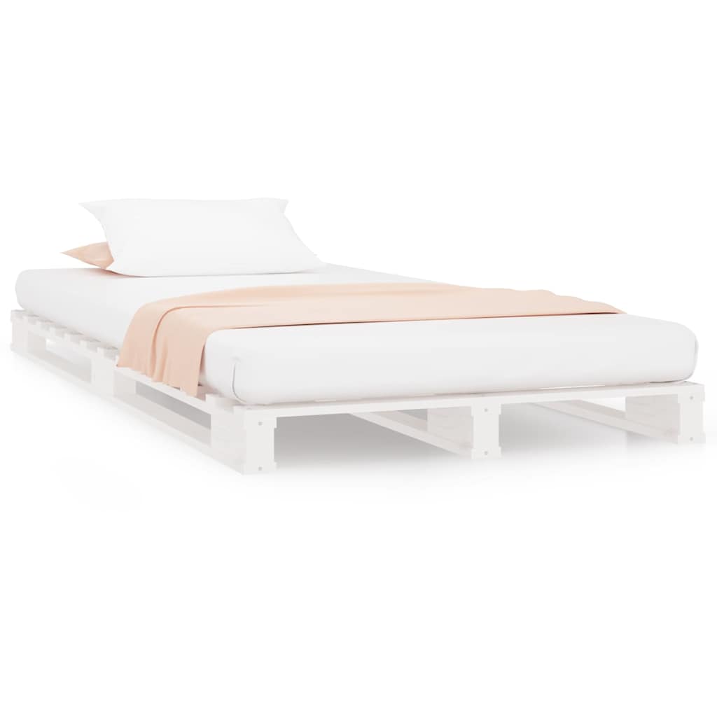 Pallet Bed | White | Solid pine wood | Single bed size | Durable