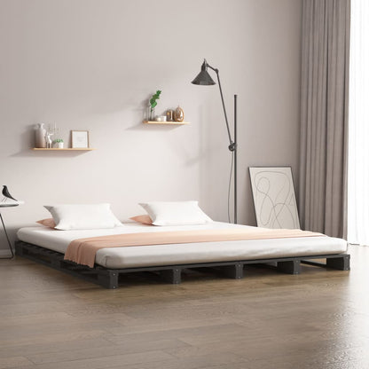 Pallet Bed | Grey | Solid pine wood | 120x200 cm | Simple | Pallet Bed