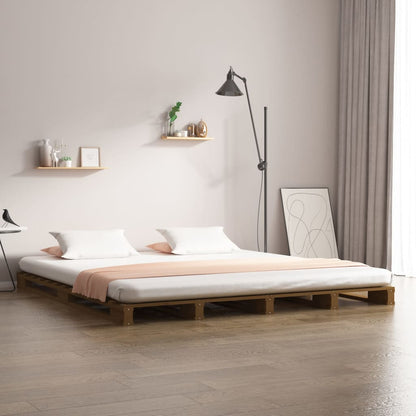 Pallet Bed | Honey Brown | Solid pine wood | Double | Durable