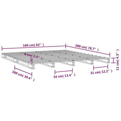 Pallet Bed without Mattress White 160x200 cm Solid Wood