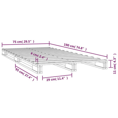 Pallet Bed without Mattress Black Small Single Solid Wood