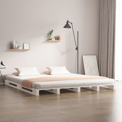 Pallet Bed without Mattress White 140x190 cm Solid Wood