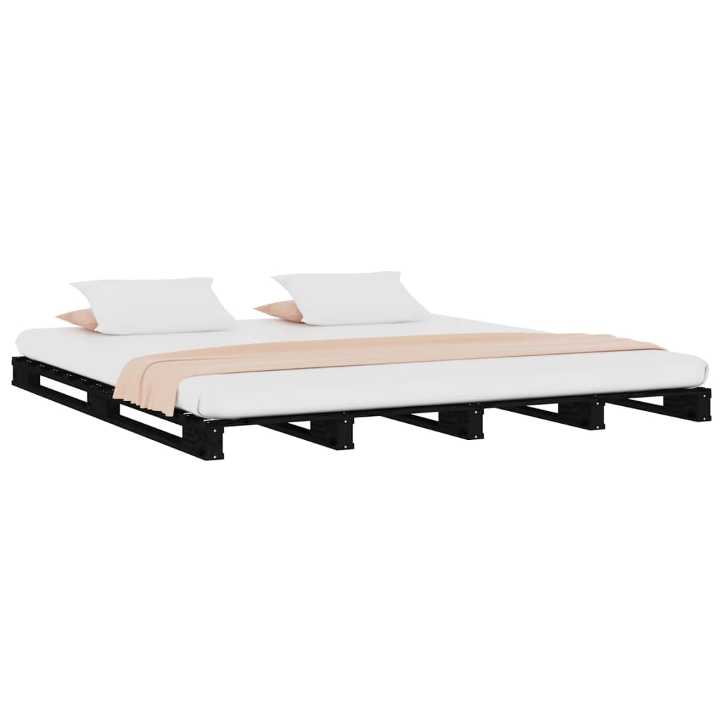 Pallet Bed | Black | Solid pine wood | Double | Durable | Pallet Bed