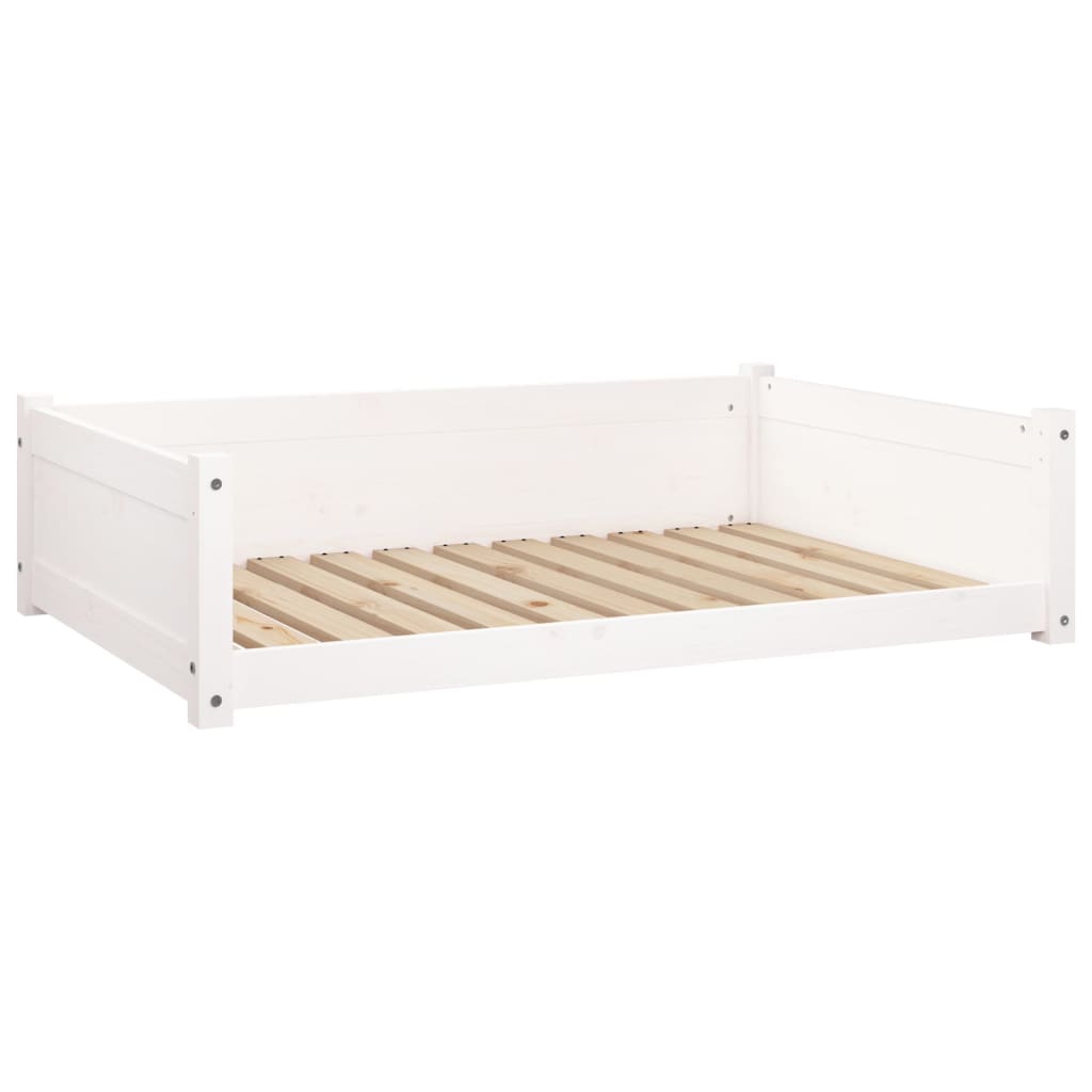 Dog Bed | White | Solid Pine Wood | 105.5 x 75.5 x 28 cm | Minimalistic