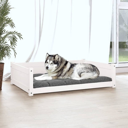 Dog Bed | White | Solid Pine Wood | 105.5 x 75.5 x 28 cm | Minimalistic