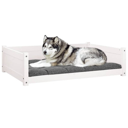 Dog Bed | White | Solid Pine Wood | 105.5 x 75.5 x 28 cm | Minimalistic