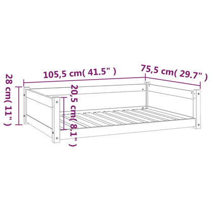 Dog Bed | White | Solid Pine Wood | 105.5 x 75.5 x 28 cm | Minimalistic