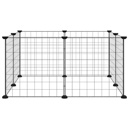 8-Panel Pet Cage Black 70x70x35 cm Steel