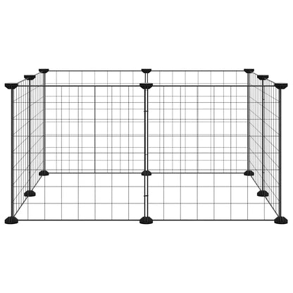 8-Panel Pet Cage Black 70x70x35 cm Steel