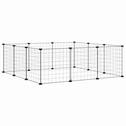 12-Panel Pet Cage with Door Black 105x105x35 cm Steel