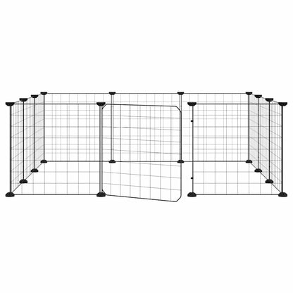 12-Panel Pet Cage with Door Black 105x105x35 cm Steel