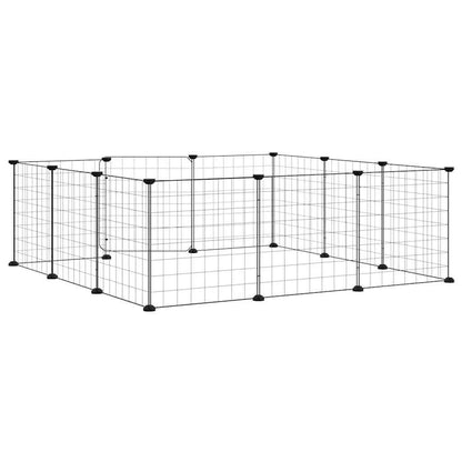 12-Panel Pet Cage with Door Black 105x105x35 cm Steel