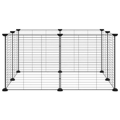 8-Panel Pet Cage Black 70x70x35 cm Steel