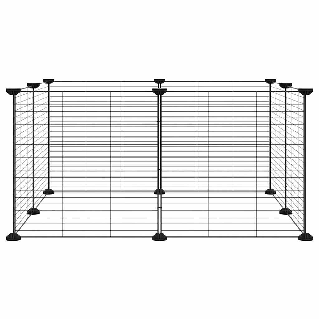 8-Panel Pet Cage Black 70x70x35 cm Steel