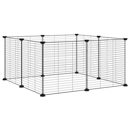 8-Panel Pet Cage Black 70x70x35 cm Steel