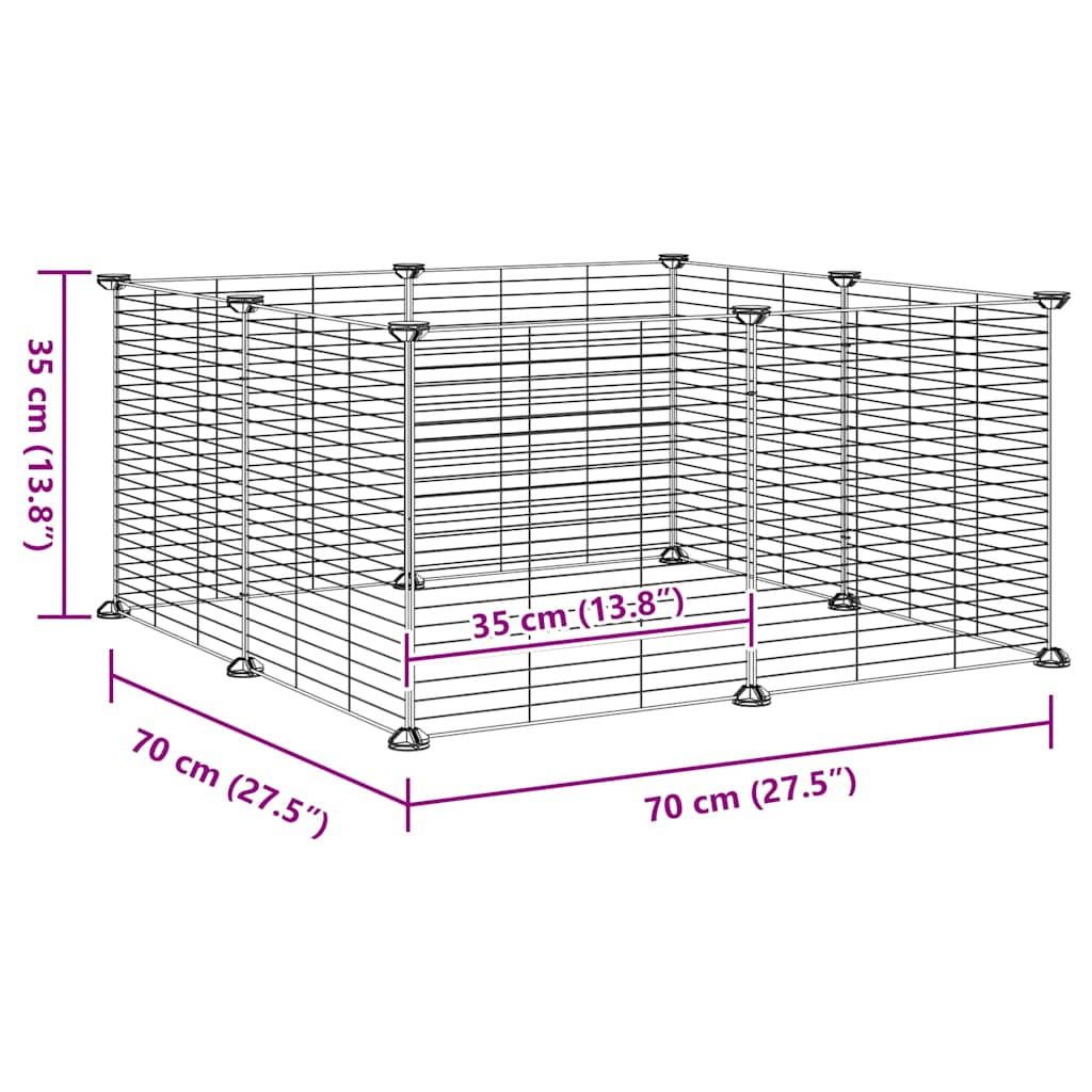8-Panel Pet Cage Black 70x70x35 cm Steel