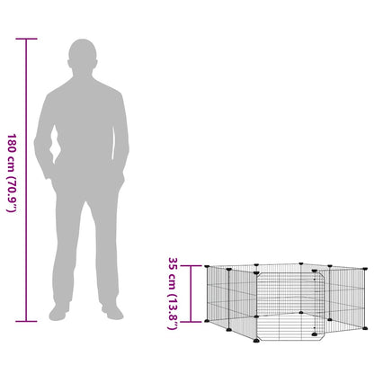 8-Panel Pet Cage with Door Black 70x70x35 cm Steel