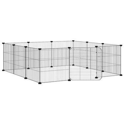 12-Panel Pet Cage with Door Black 105x105x35 cm Steel