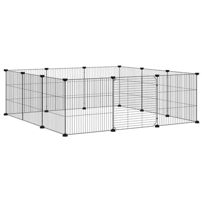 12-Panel Pet Cage with Door Black 105x105x35 cm Steel