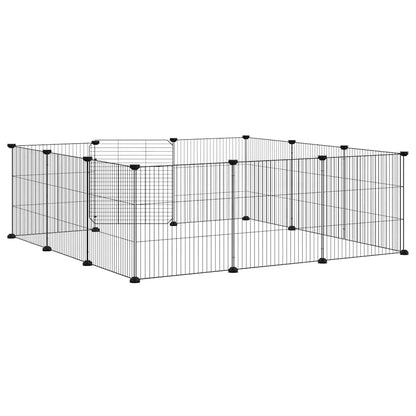 12-Panel Pet Cage with Door Black 105x105x35 cm Steel