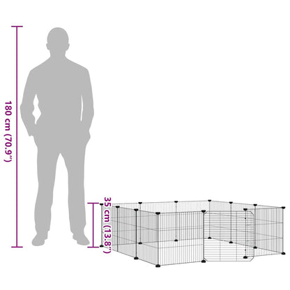 12-Panel Pet Cage with Door Black 105x105x35 cm Steel