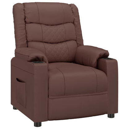 Recliner Chair Brown Faux Leather