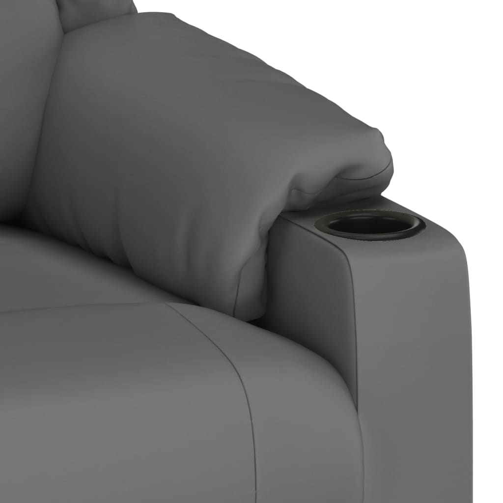 Recliner Chair Grey Faux Leather