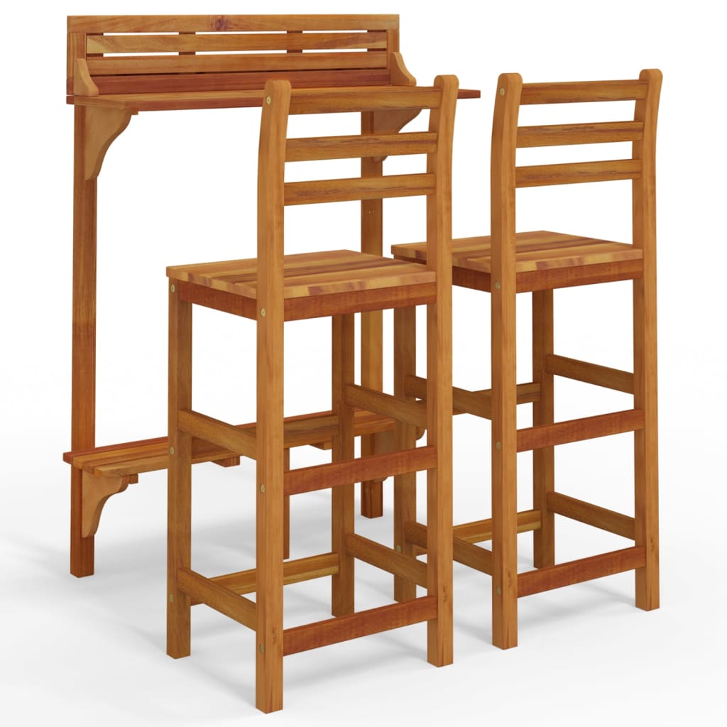 3 Piece Balcony Bar Set Solid Wood Acacia