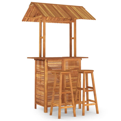 Garden Bar Set | Brown | Solid Acacia wood | Medium | Footrest
