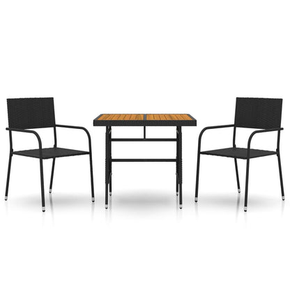 Outdoor Dining Set | Black | PE rattan, steel, solid acacia wood
