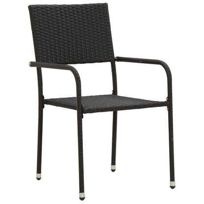 Outdoor Dining Set | Black | PE rattan, steel, solid acacia wood | Medium