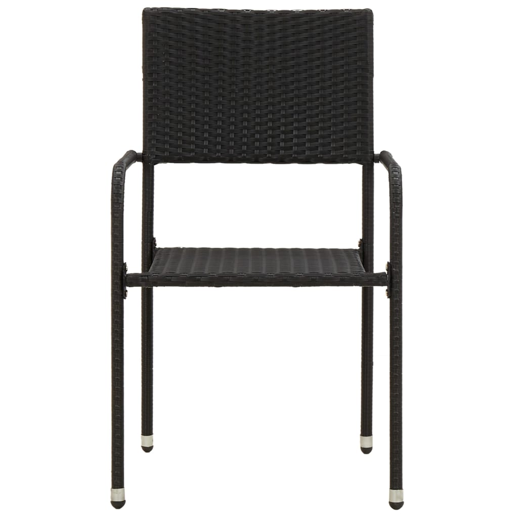 Outdoor Dining Set | Black | PE rattan, steel, solid acacia wood | Medium