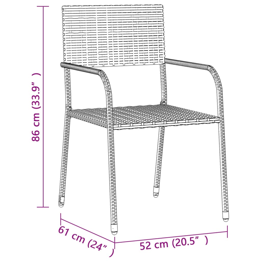 Outdoor Dining Set | Black | PE rattan, steel, solid acacia wood | Medium