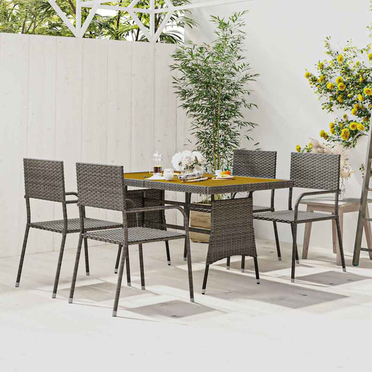5 Piece Outdoor Dining Set Poly Rattan Grey